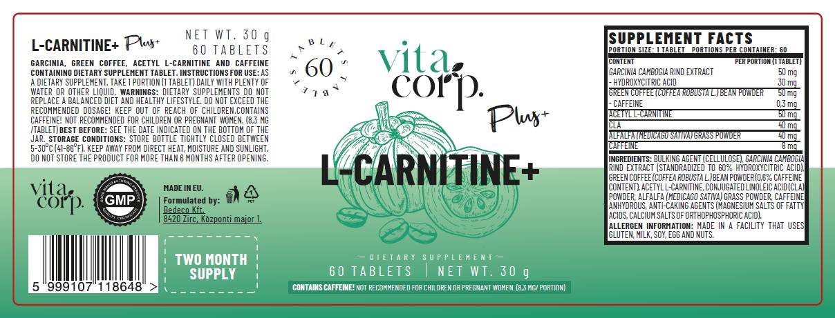 L-Carnitina+ | cu Garcinia, CLA și cafea verde - 60 de tablete