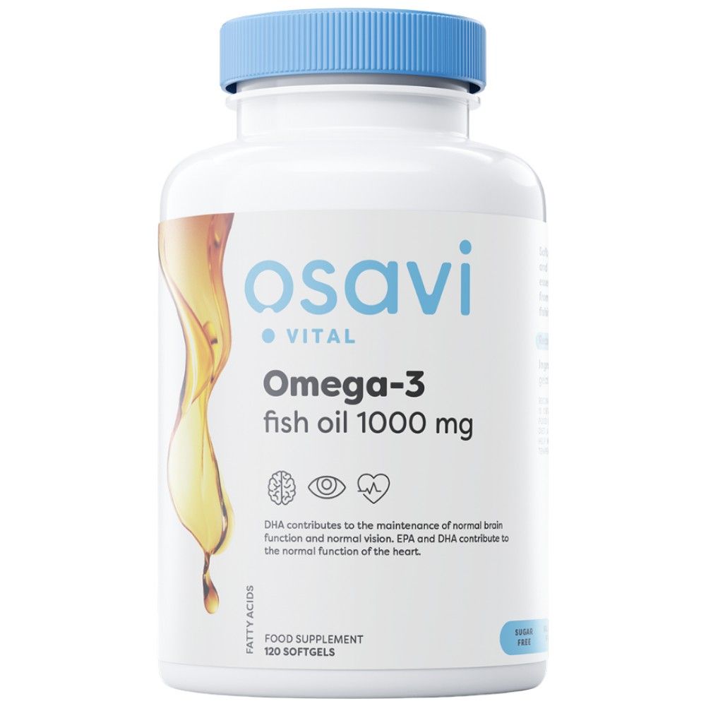 Ulei de pește Omega 3 1000mg | Distilat molecular - 120 capsule de gel