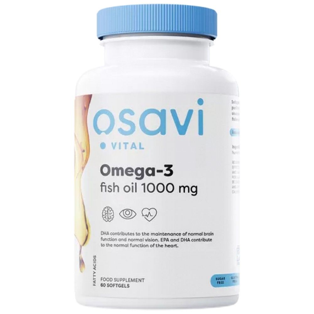 Ulei de pește Omega 3 1000mg | Distilat molecular - 60 capsule de gel