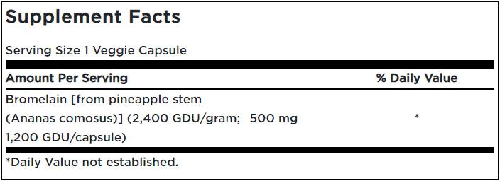 Bromelaină 500 mg / 1200 GDU - 60 capsule cu eliberare prelungită