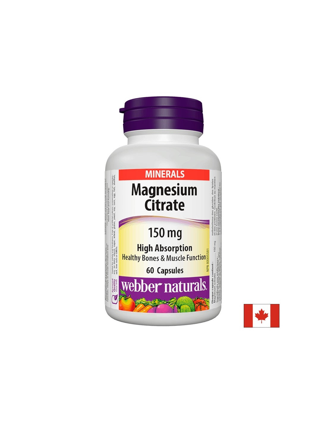 Citrat de magneziu / Cu absorbție mare / 150 mg, 60 capsule Webber Naturals