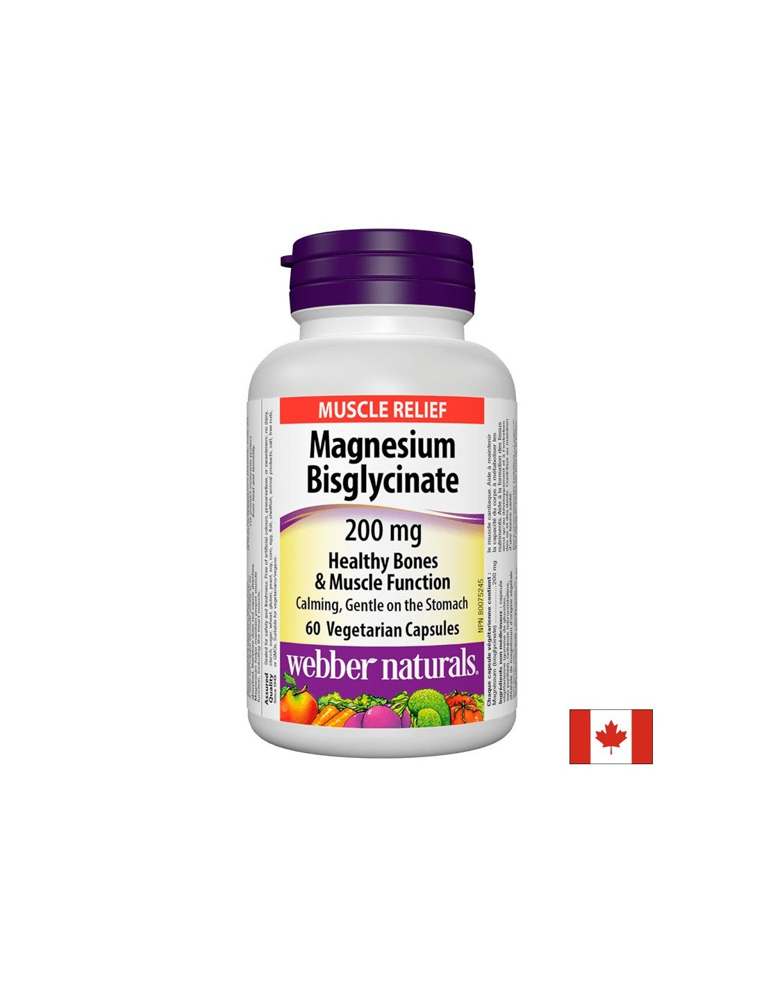 Bisglicinat de magneziu/Magneziu (bisglicinat) 200 mg x 60 capsule Webber Naturals