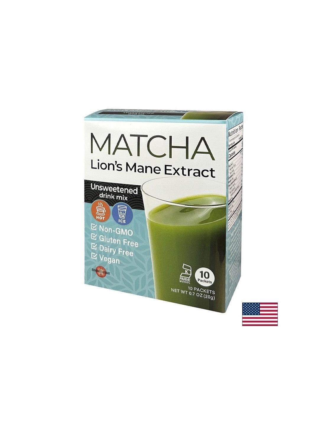 Matcha cu extract de coamă de leu - super concentrare - Stimulent energetic și concentrare - Băutură instant, 10 pliculețe