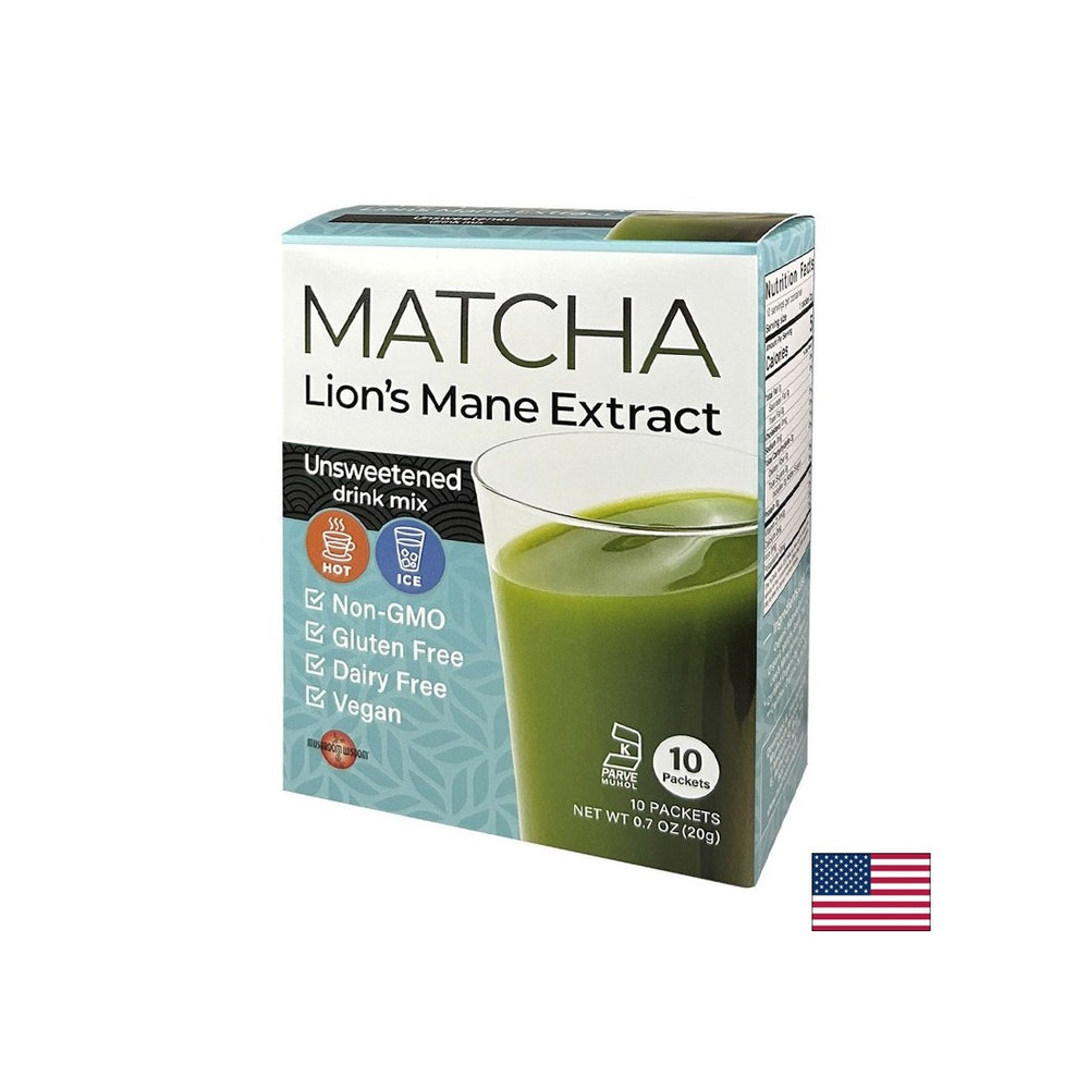 Matcha cu extract de coamă de leu - super concentrare - Stimulent energetic și concentrare - Băutură instant, 10 pliculețe