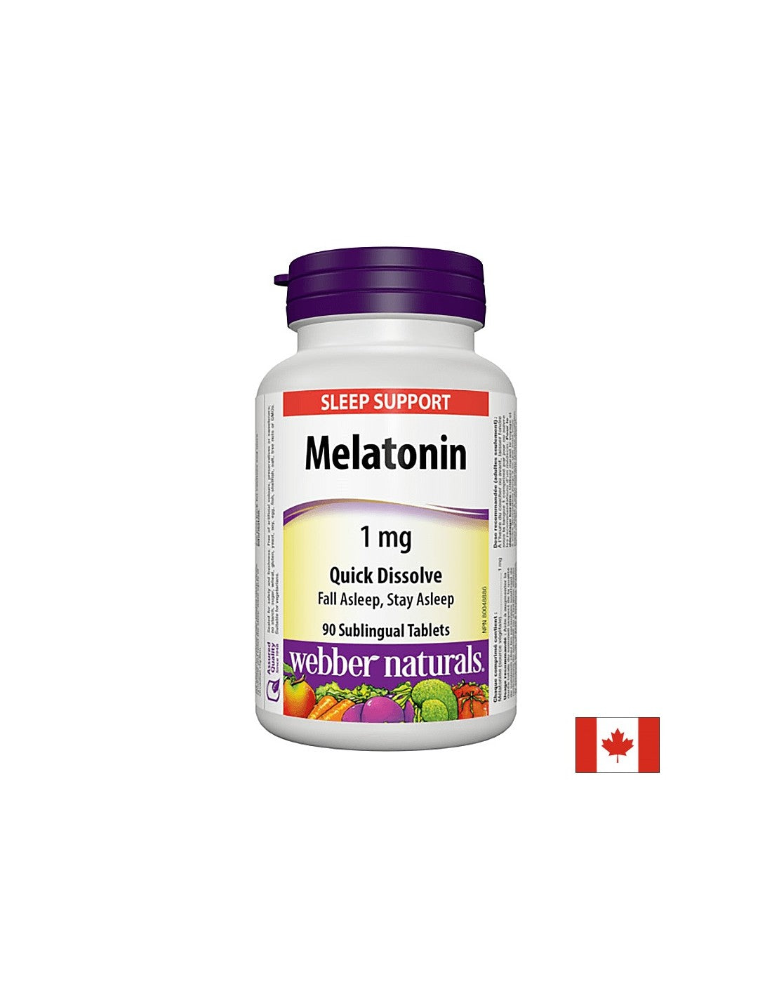 Pentru insomnie - Melatonina 1 mg, 90 comprimate sublinguale Webber Naturals