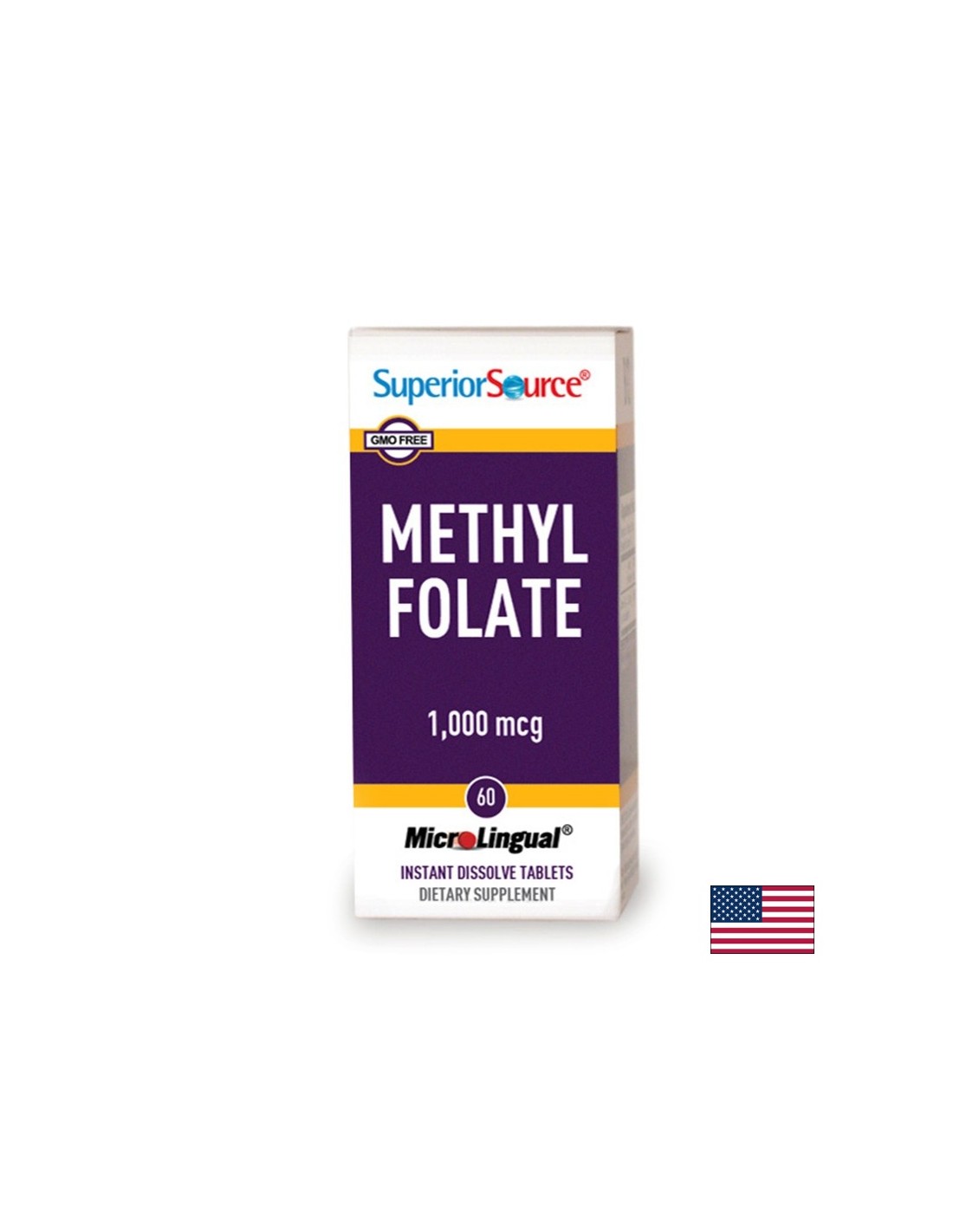 Metilfolat (acid folic metilat), 1000 mg x 60 comprimate sublinguale Superior Source