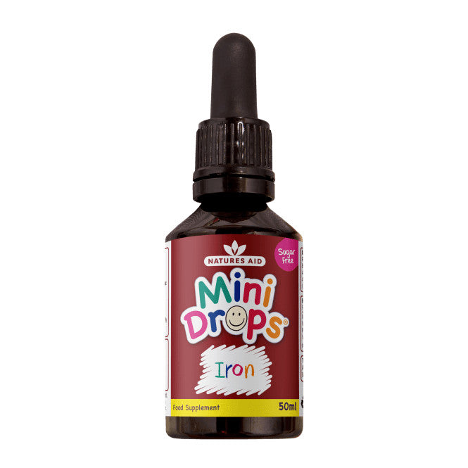 Fier + Vitamina C + Vitamina B12 + Picaturi de acid folic pentru copii (Mini Drops Iron) 50ml NaturesAid