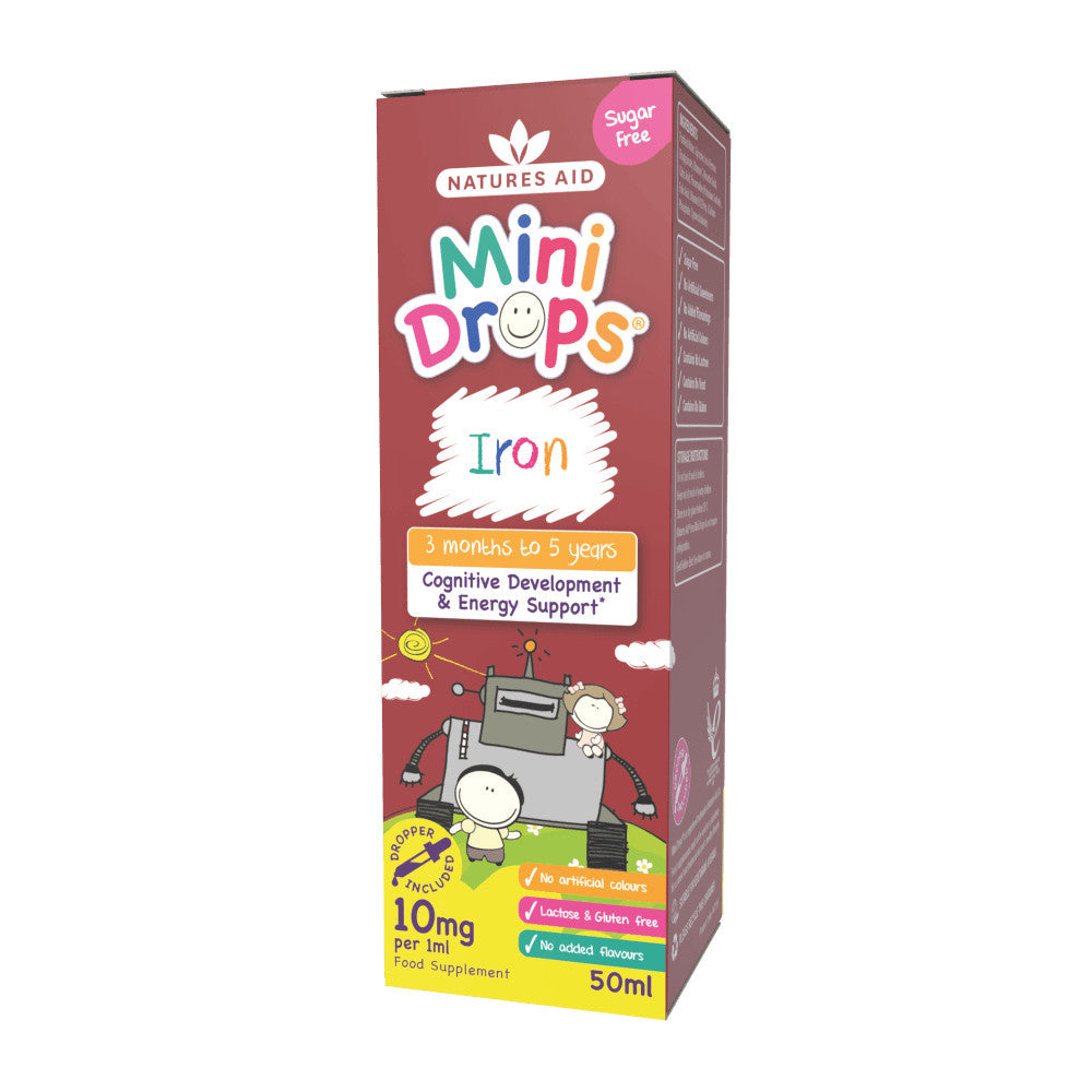 Fier + Vitamina C + Vitamina B12 + Picaturi de acid folic pentru copii (Mini Drops Iron) 50ml NaturesAid