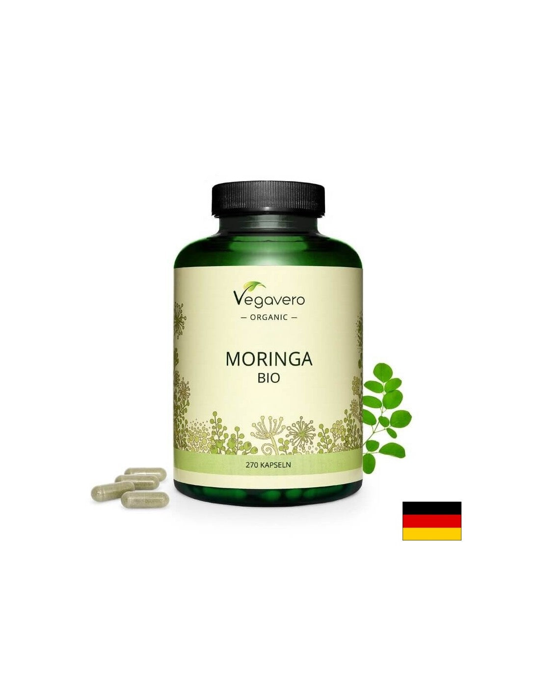 Moringa Bio, 270 capsule, 100% Vegan Vegavero