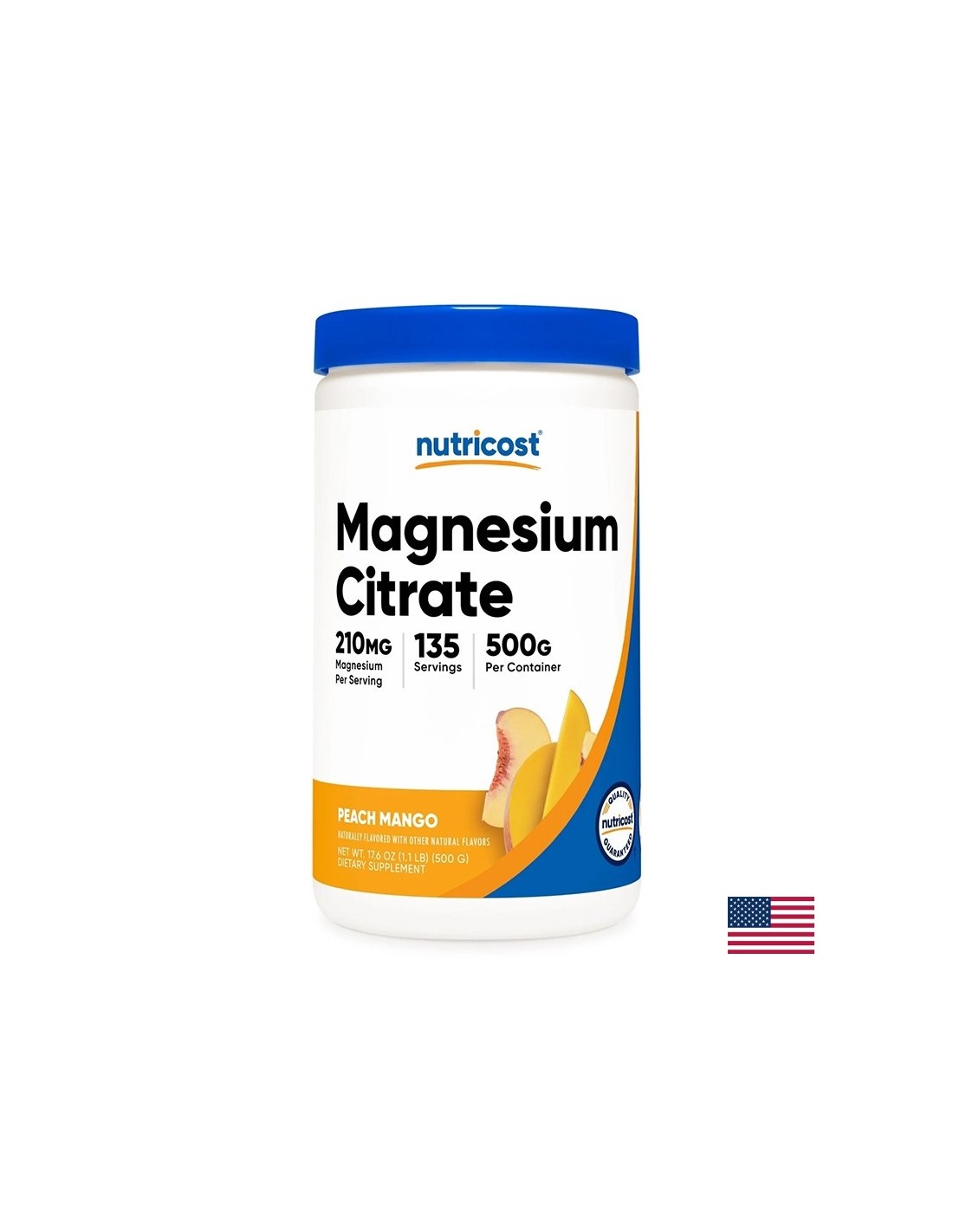 Sistem muscular, cardiac și nervos - Magneziu (citrat), 210 mg x 500 g pulbere, aromă de piersici și mango