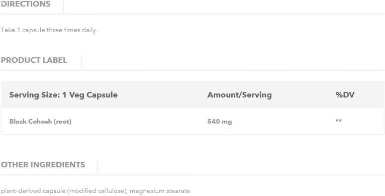 Black Cohosh Root 540mg - 100 capsule