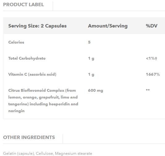 Vitamina C cu Bioflavonoide 500 mg - 100 capsule