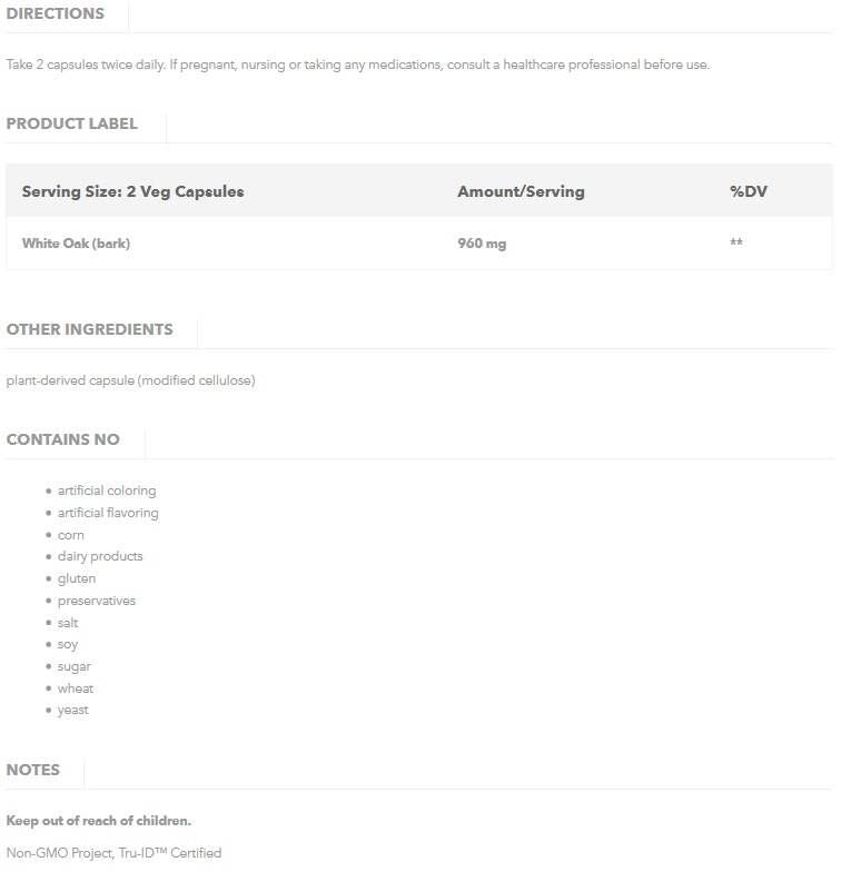 Stejar alb 480 mg - 100 capsule