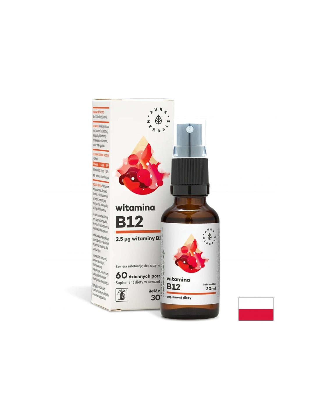 Nervous system - Vitamin B12 (cyanocobalamin), oral spray 30 ml Aura Herbals - Nutra Best Europe