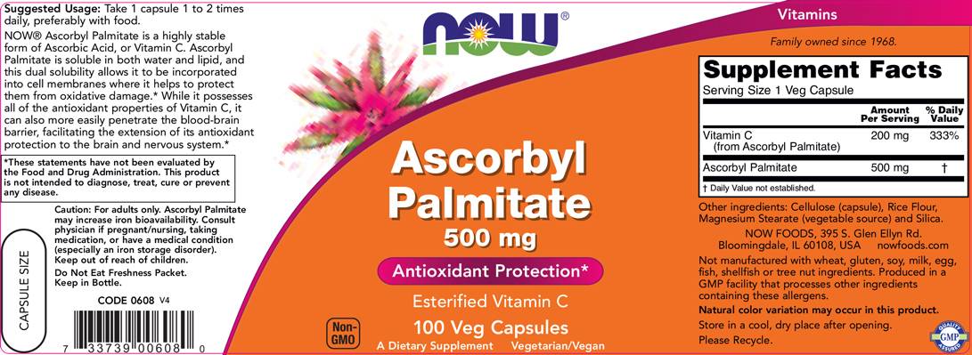 Ascorbyl Palmitate 500 mg - 100 капсули - Feel You