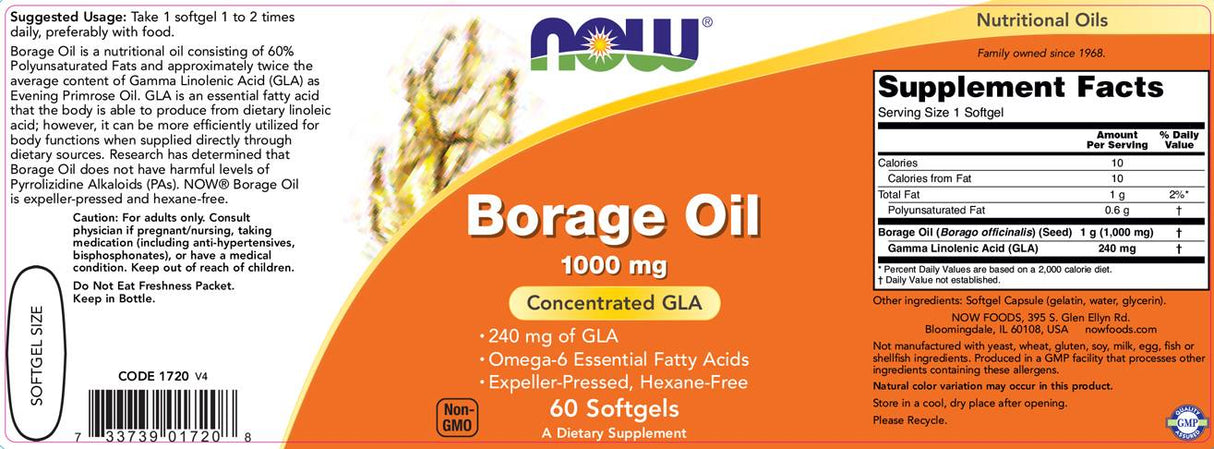 Ulei de borage 1000 mg - 60 capsule de gel