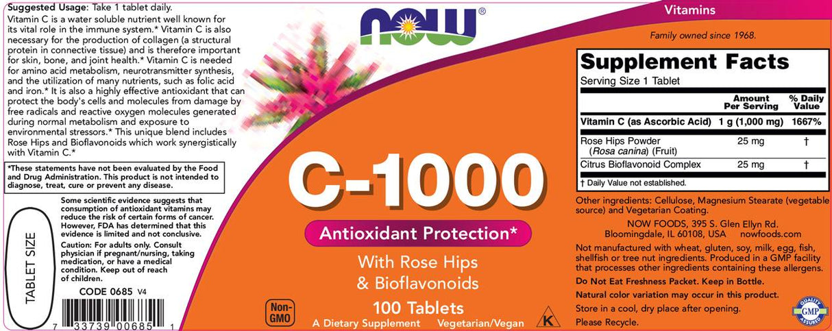 Vitamina C-1000 / cu Macese + Bioflavonoide - 250 Tablete