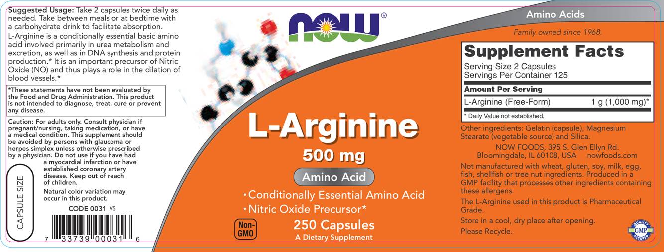 L-Arginina 500 mg - 250 capsule