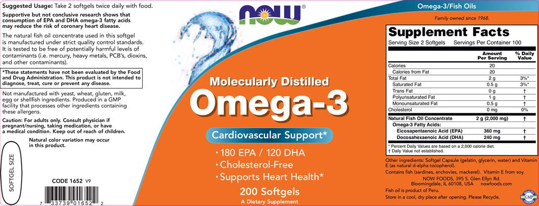 Omega 3 1000 mg / Distilat Molecular - 200 capsule de gel