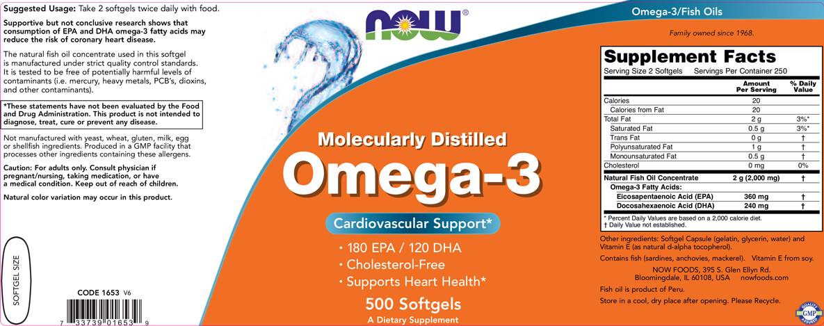 Omega 3 1000 mg / distilat molecular - 500 capsule de gel