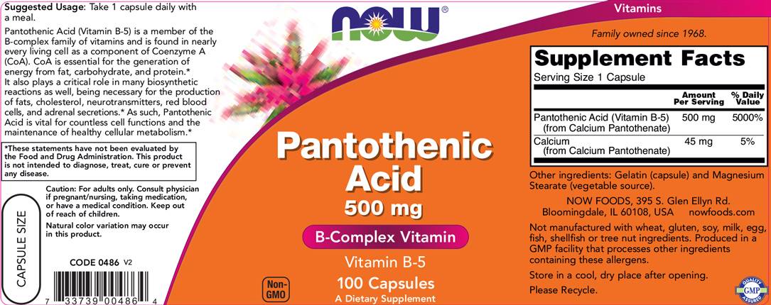 Vitamina B-5 / Acid pantotenic 500 mg - 100 capsule