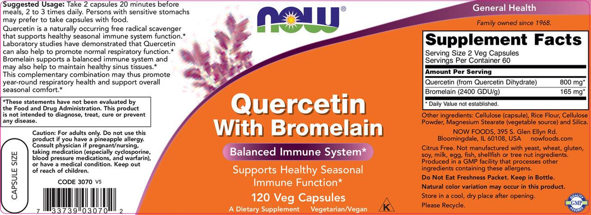 Quercetină cu bromelain - 120 de capsule