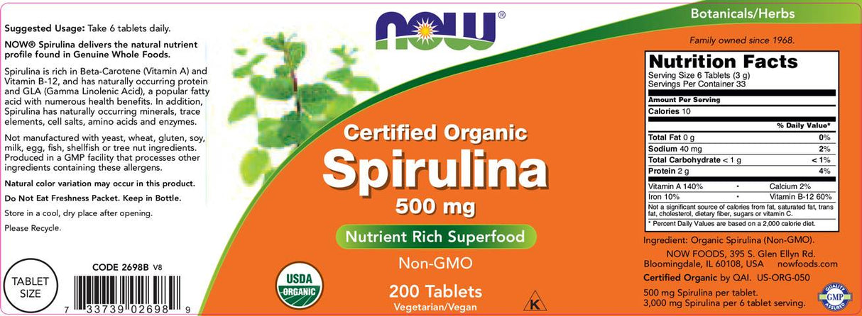 Spirulina 500 mg - 200 tablete