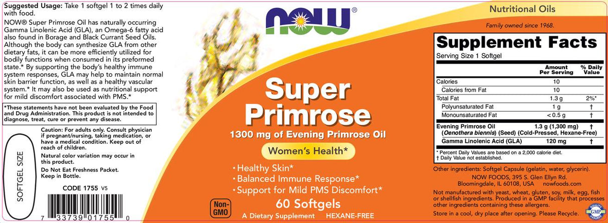 Super Primrose Oil 1300 mg - 60 capsule de gel