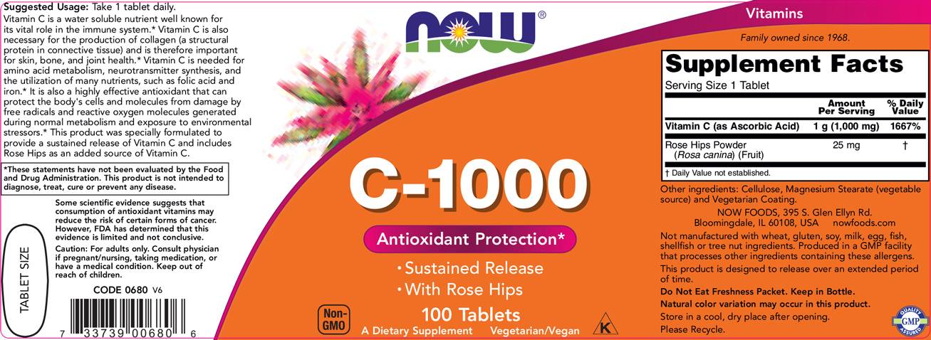 Vitamina C-1000 cu macese / cu eliberare sustinuta - 100 tablete