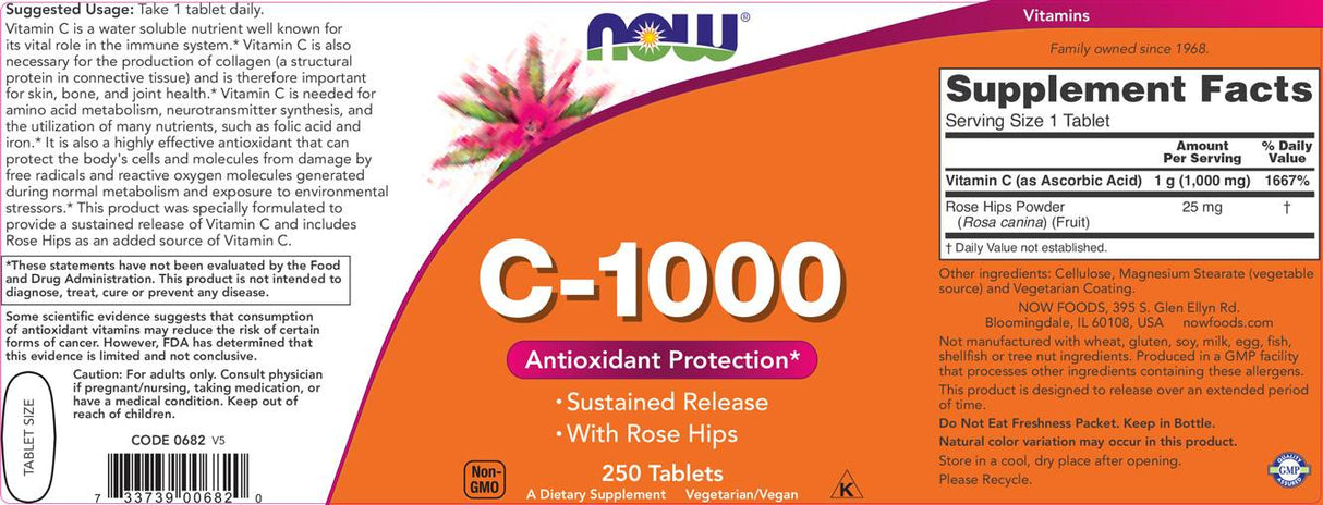 Vitamina C-1000 cu macese / cu eliberare sustinuta - 100 tablete