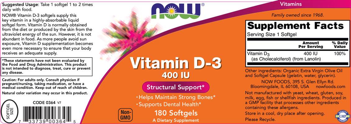 Vitamina D-3 400 UI - 180 capsule de gel