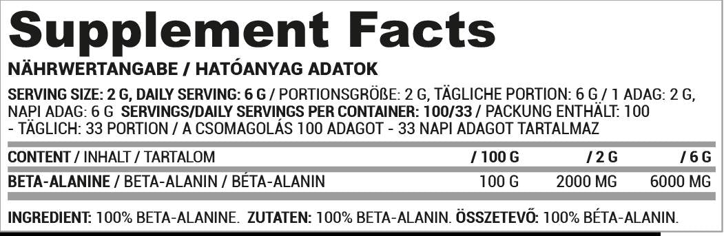 Pudră de beta alanină | 100% pur - 200 de grame