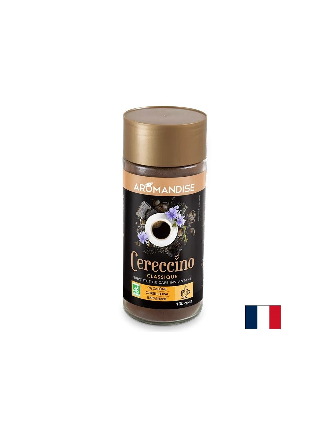 Cafea instant (din cicoare, secară, orz, ghindă), decofeinizată, 100 g