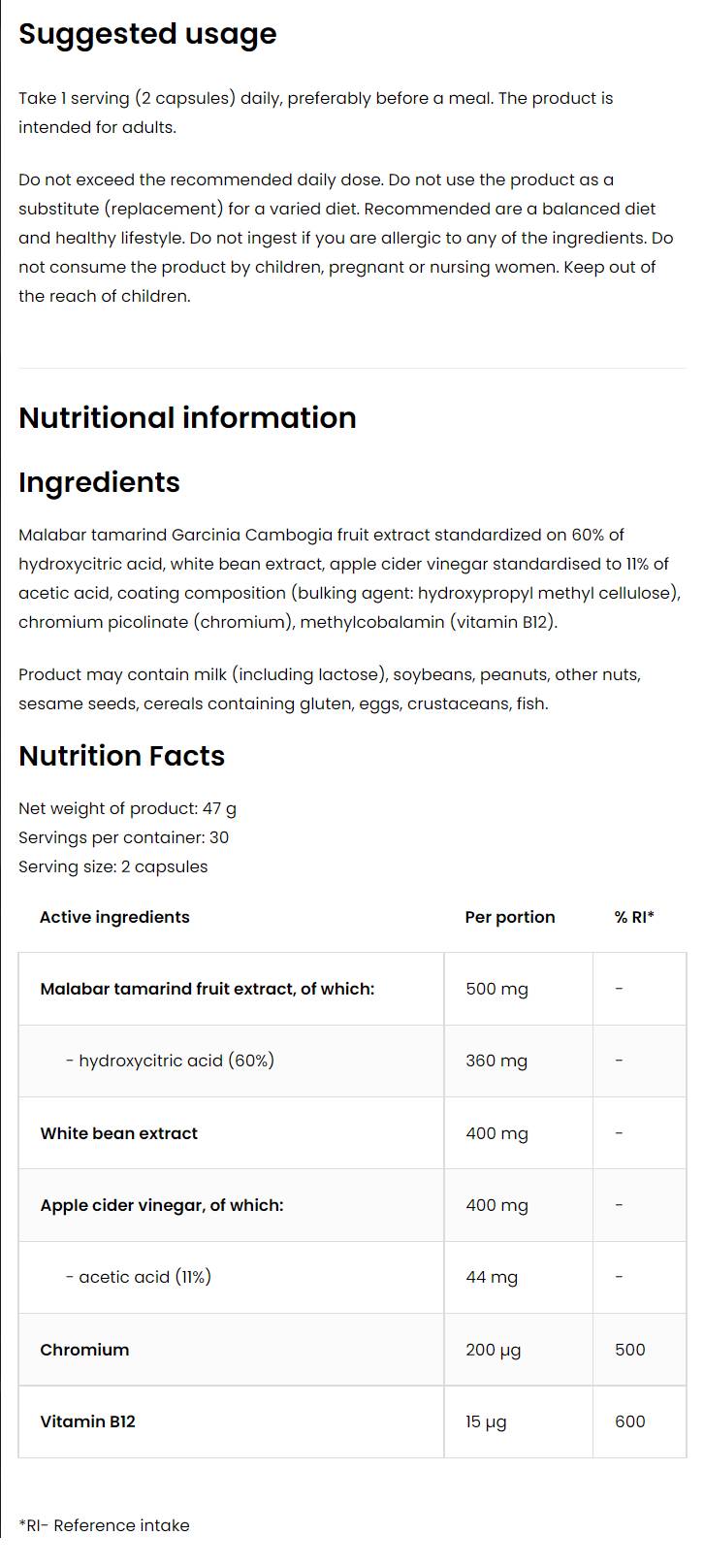 Controlul apetitului 60 capsule