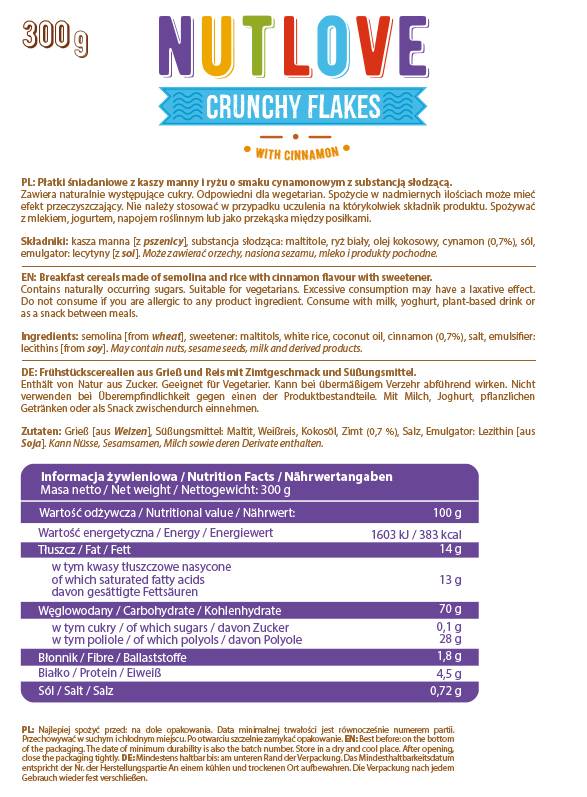 NutLove | Fulgi crocanți cu scorțișoară - 300 de grame