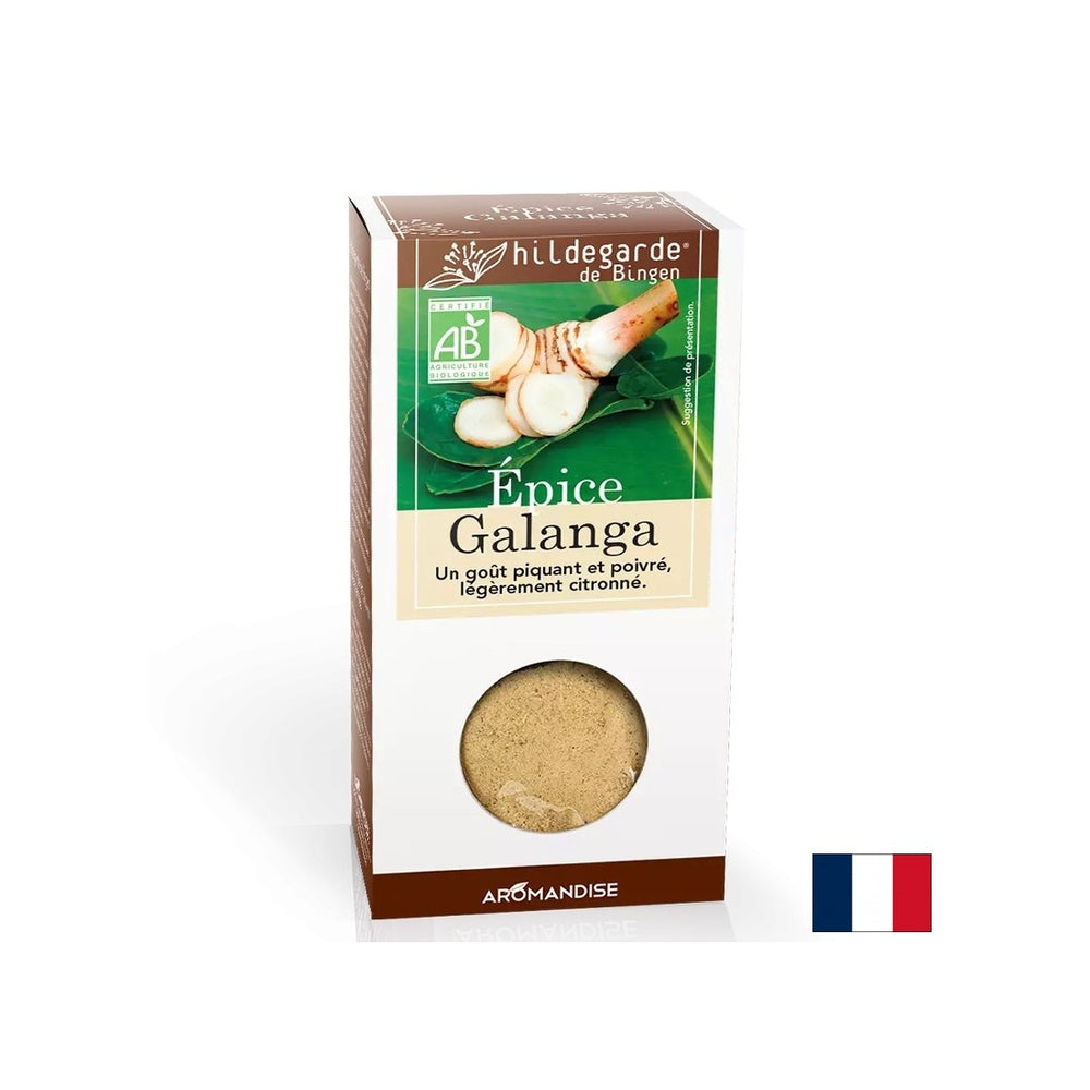 Galangal (rădăcină) – Condiment asiatic – Pentru asezonarea preparatelor din carne de pasăre și fructe de mare, 35 g, pudră