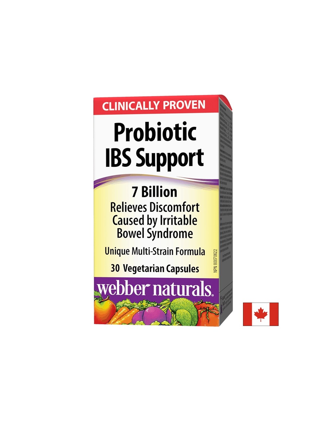 Probiotic IBS Support/ Probiotic IBS 4 tulpini, 7 miliarde de probiotice active x 30 capsule Webber Naturals