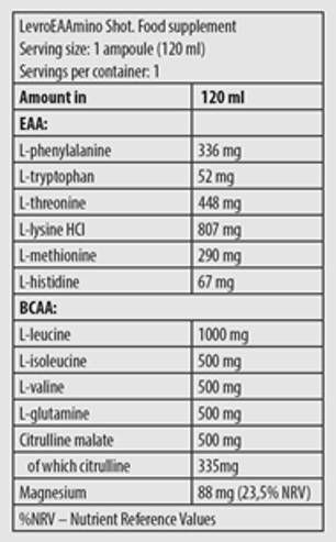 Levro EAAmino Shot | Aminoacizi esentiali - 24 x 120 ml