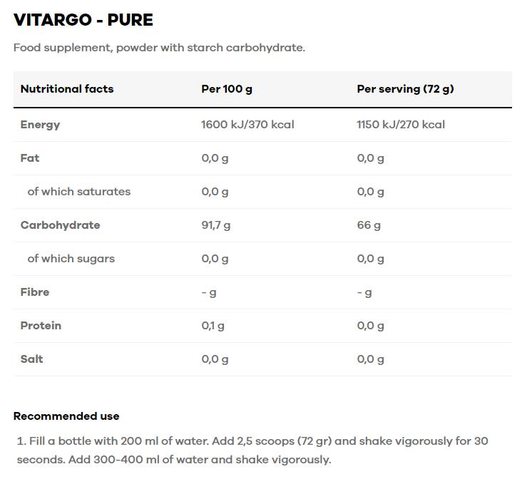 Vitargo Pure - 2000 grame