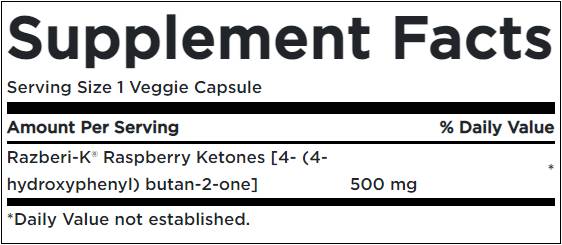 Razberi-K 500 mg / Cetone de zmeură cu putere maximă - 60 capsule
