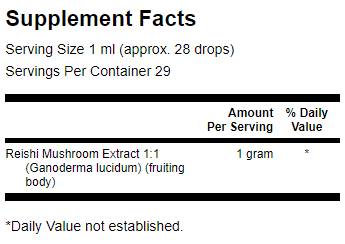 Extract lichid de ciuperci Reishi (fără alcool și zahăr) - 29,6 ml