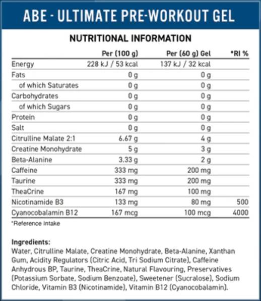 ABE Gel | All Black Everything Pre-antrenament - 20 x 60 grame