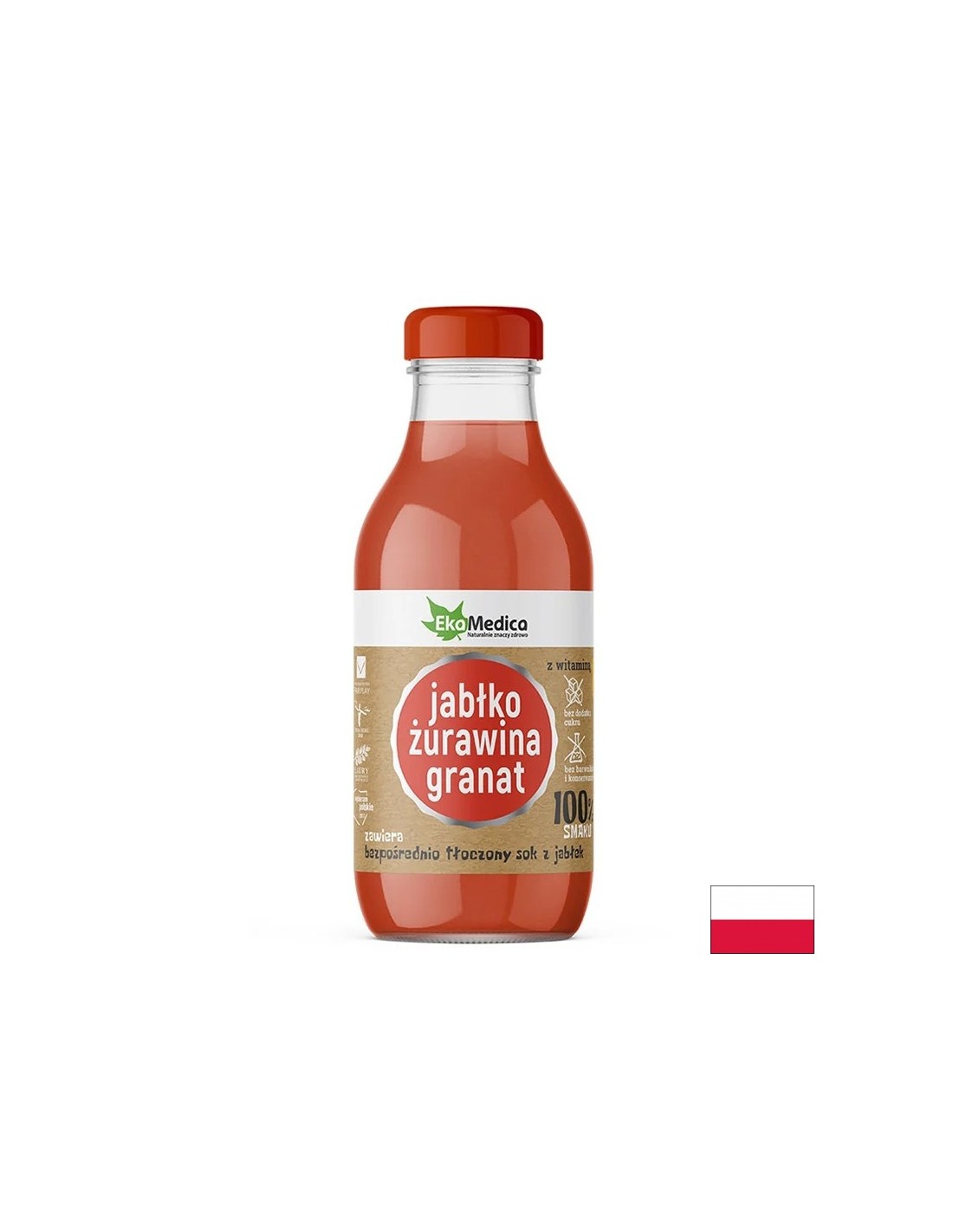 Suc de mere, merișoare și rodie - protecție imunitară și antioxidantă, 300 ml