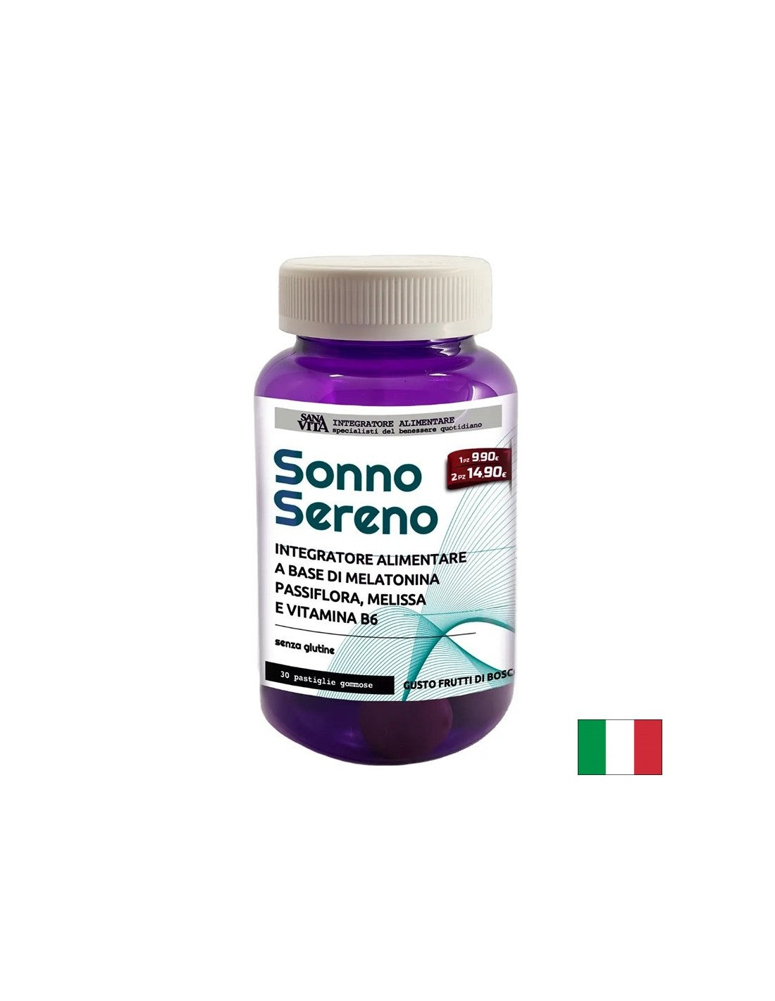 Melatonină + floarea pasiunii, roiniță și vitamina B6 - Pentru stres, insomnie, anxietate, 30 de comprimate gelatinoase