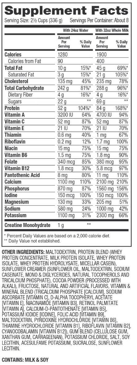 Super Mass Gainer cu Creapure - 2943 grame