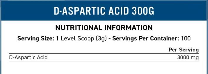 Pulbere de acid D-aspartic 3000 mg - 300 grame