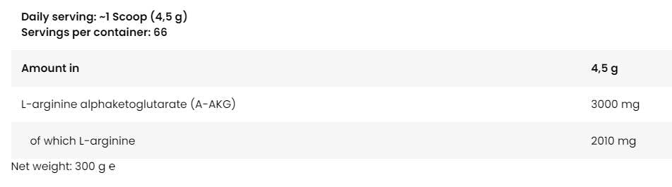 LevroLegendary Arginine AKG | Pulbere AAKG - 300 de grame
