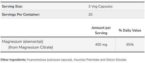 Citrat de magneziu 400 mg - 60 capsule