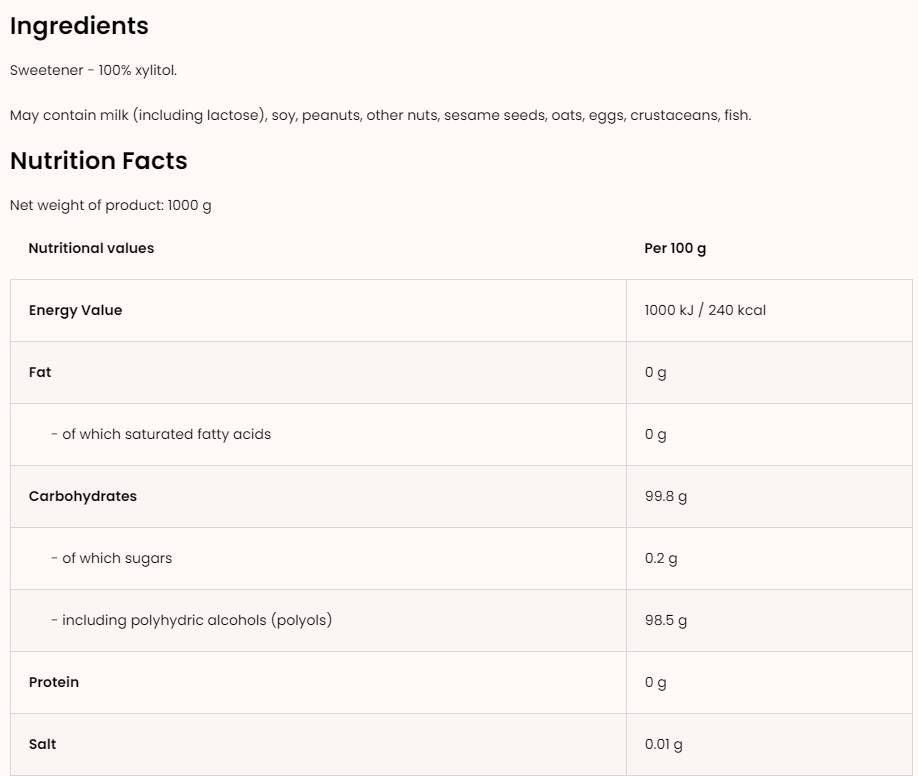 Xilitol / Îndulcitor fără zahăr - 1000 грама