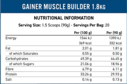 Muscle Builder Gainer - 1800 de grame